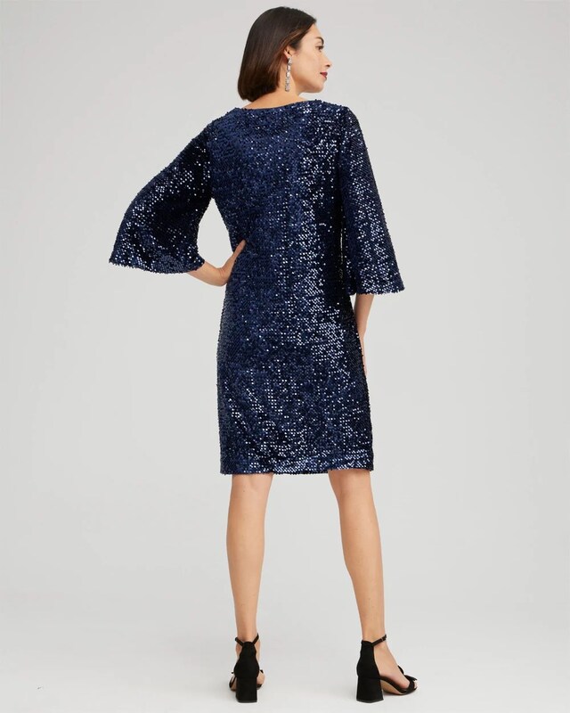 Velvet Sequin Bell Sleeve Dress - image 3